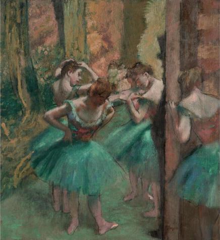 Painting of dancers in green tutus by Edgar Degas