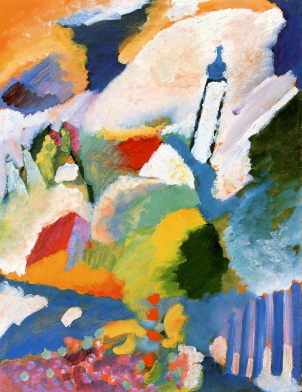 Abstract painting with vibrant colors and shapes