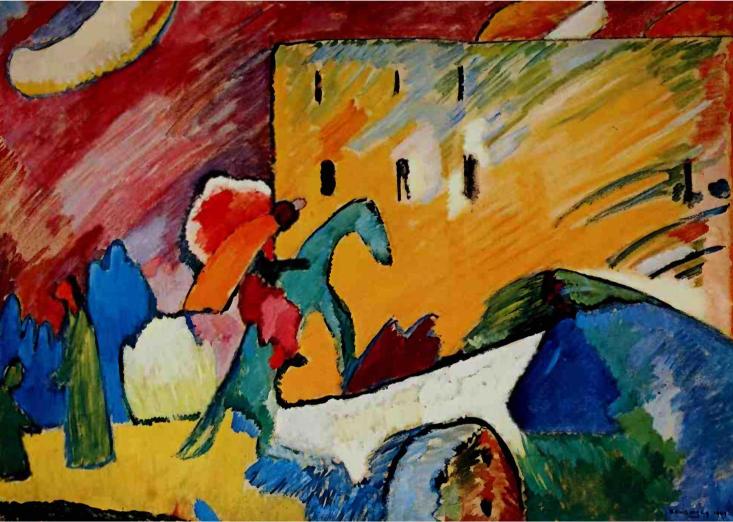 Abstract artwork with colorful shapes and forms