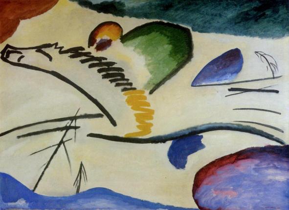 Abstract painting with geometric shapes and colors