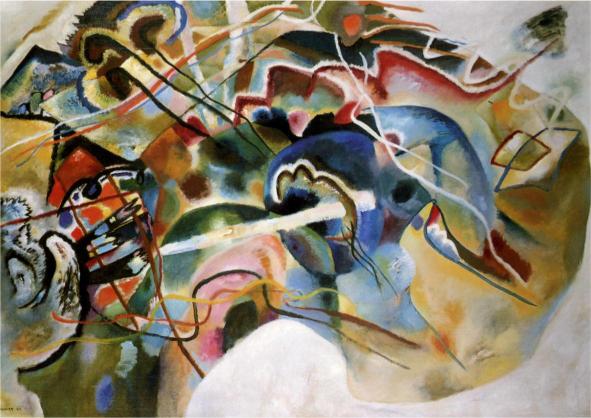 Abstract art piece with vibrant colors and dynamic lines