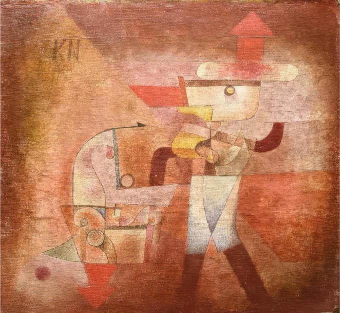 Abstract artwork with geometric shapes and a textured brown background