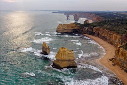 Scenic view of the Twelve Apostles along the Great Ocean Road, Australia.