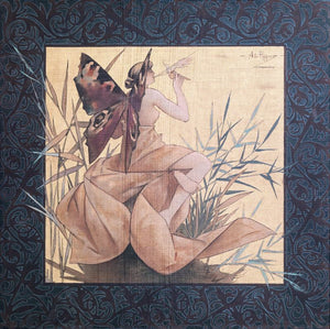 Vintage Art - Alexandre de Riquer - Winged nymph blowing amongst reeds