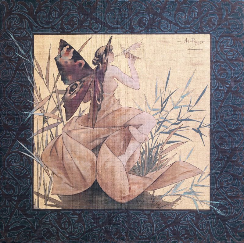 Vintage Artists - Winged Nymph Blowing Amongst Reeds by Alexandre de Riquer