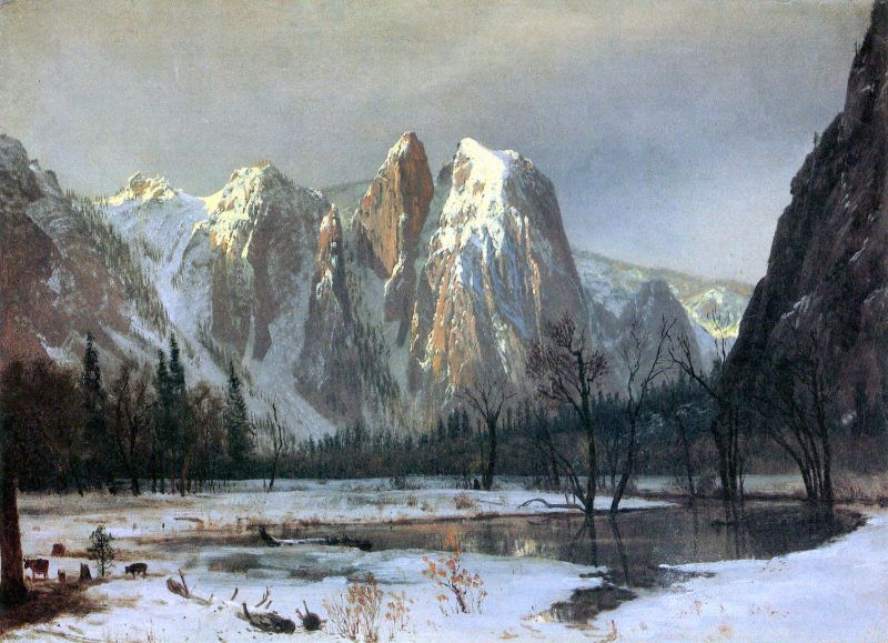 Albert Bierstadt - Cathedral Rocks, Yosemite by  Bierstadt