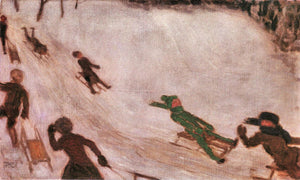 Children sledding by Franz von Stuck