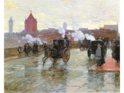 Hassam Childe - Clearing Sunset (Berkeley Street and Columbus Avenue) by Hassam Childe