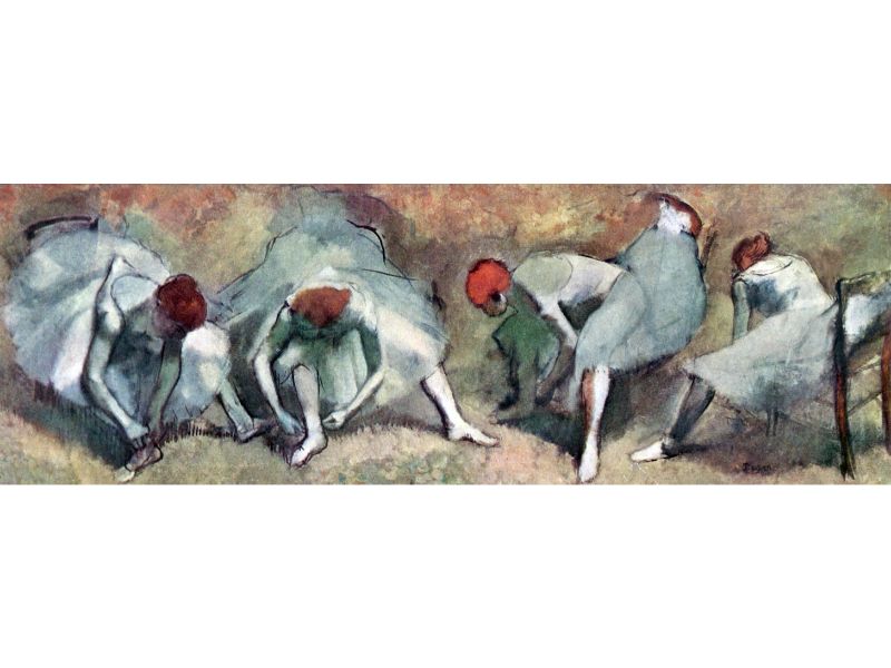 Degas - Dancers Lace Their Shoes by Degas
