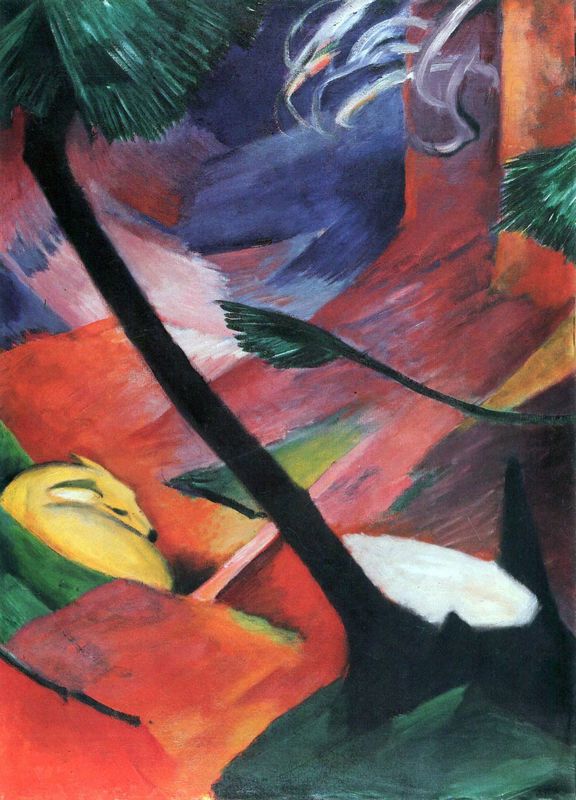 Franz Marc - Deer in the forest II by Franz Marc