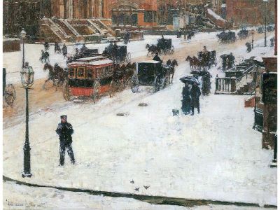 Hassam Childe - Fifth Avenue in Winter by Hassam Childe