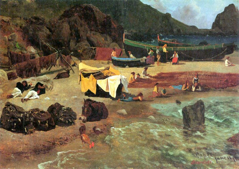 Albert Bierstadt - Fishing Boats on Capri by Bierstadt