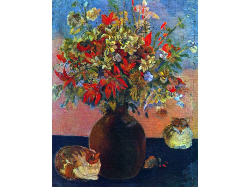Gauguin Paul - Flowers and Cats by Gauguin