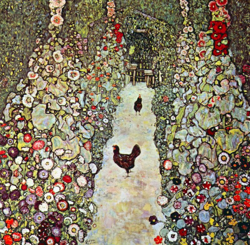 Klimt - Garden Path with Chickens by Klimt