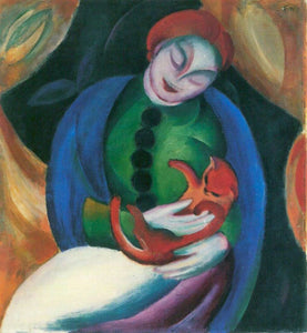 Franz Marc - Girl with a Cat II by Franz Marc