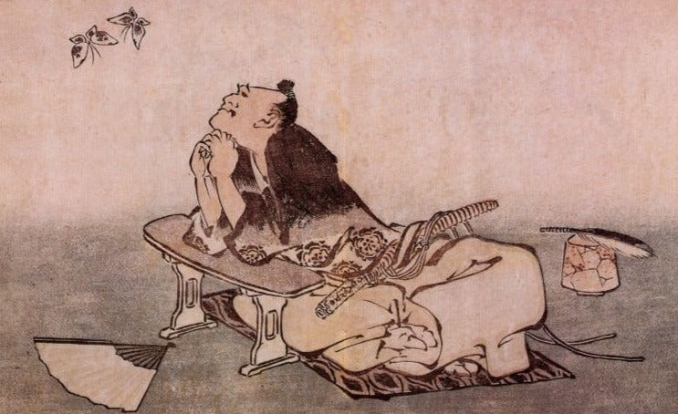 Hokusai - A Philospher Looking at Two Butterflies by Hokusai