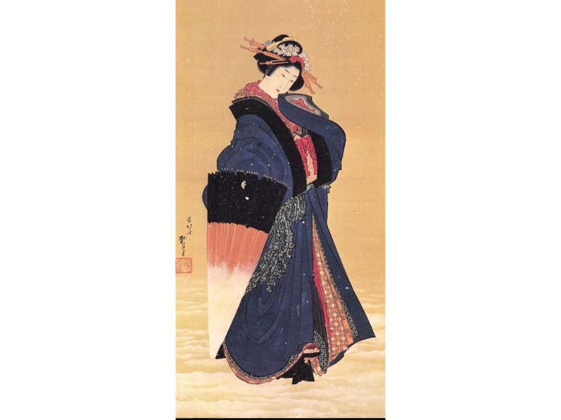 Hokusai - Beauty with Umbrella in the Snow by Hokusai