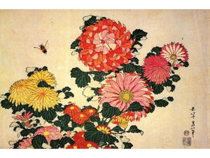 Hokusai - Chrysanthemum and Bee by Hokusai
