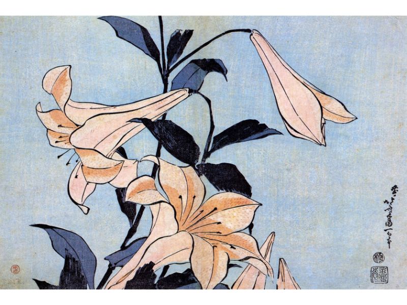 Hokusai - Lilies by Hokusai