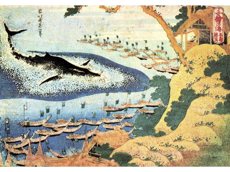 Hokusai - Ocean Landscape and Whale by Hokusai