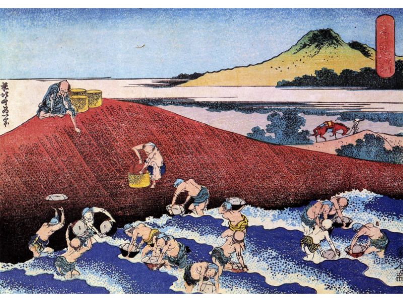 Hokusai - Ocean Landscape with Fishermen by Hokusai