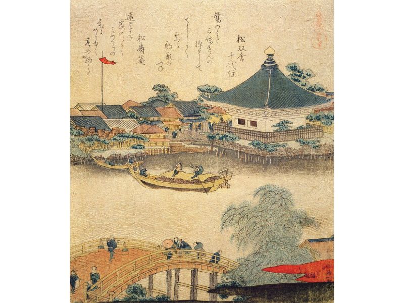 Hokusai - The Shrine Komagata Do in Komagata by Hokusai