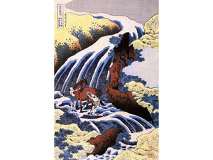 Hokusai - Waterfall and Horse Washing by Hokusai