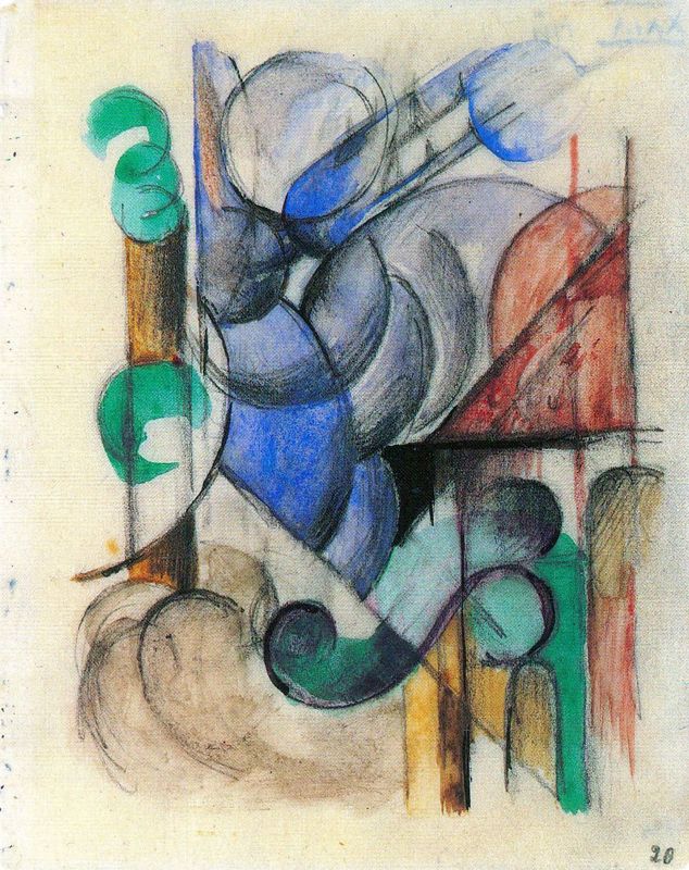Franz Marc - House in abstract landscape by Franz Marc