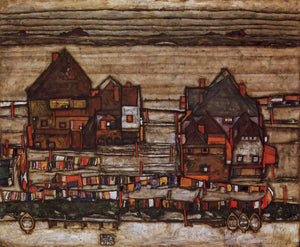 Egon Schiele - Houses with Laundry Lines and Suburban by Schiele