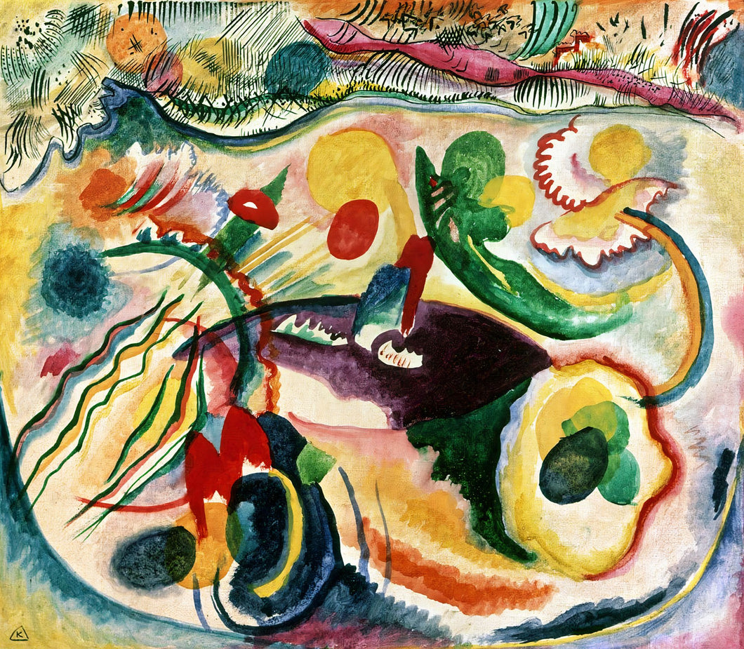 Kandinsky Wassily - Landscape with Two Populars 2 by Kandinsky