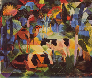 August Macke - Landscape with cows and camels