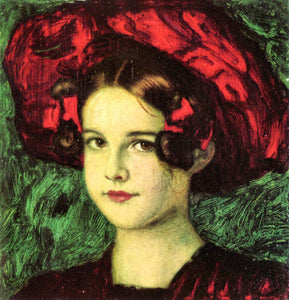 Mary with red hat by Franz von Stuck