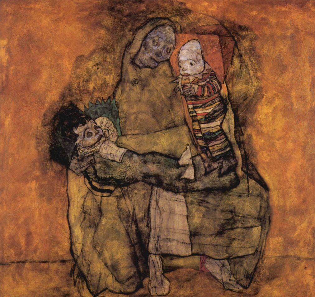 Egon Schiele - Mother with Two Children by Schiele