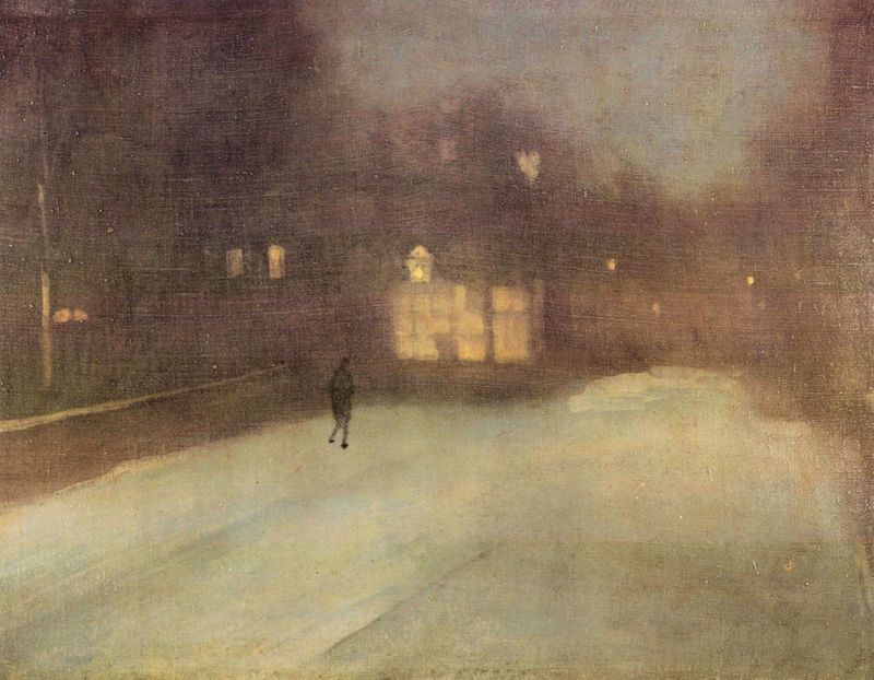 Whistler - Nocturne in Gray and Gold, Snow in Chelsea by Whistler