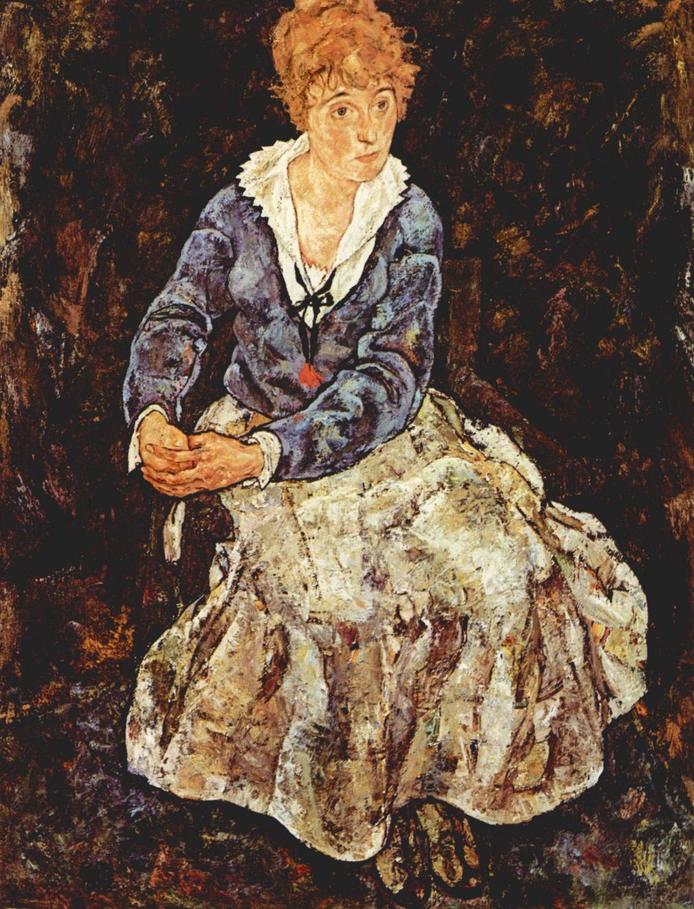 Egon Schiele - Portrait of Edith Schiele sitting by Schiele
