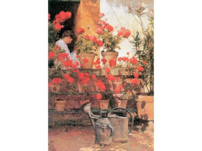 Hassam Childe - Red Geraniums by Hassam Childe