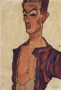 Egon Schiele - Self-Portrait, a Grimace Scissoring by Schiele