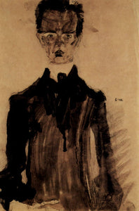 Egon Schiele - Self-Portrait in a Black Robe by Schiele