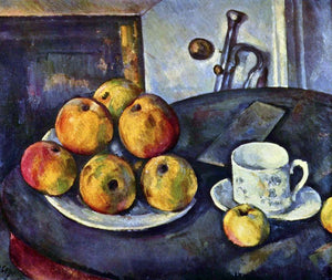 Cezanne - Still life with a bottle and apple cart