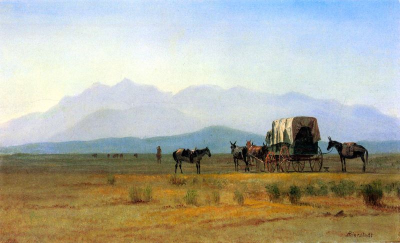 Albert Bierstadt - The Stagecoach in the Rockies by Bierstadt