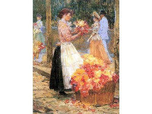 Hassam Childe - Woman Sells Flowers by Hassam Childe